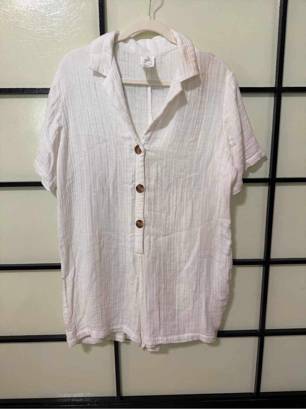 Volcom Lightweight White Button-Front Women’s  romper coverup (sheer)